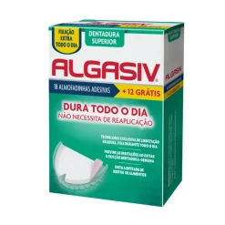Algasiv Almofadinhas Adesivas Dentadura Superior Prótese Dentária 18+12 Grátis | Fixação Extra