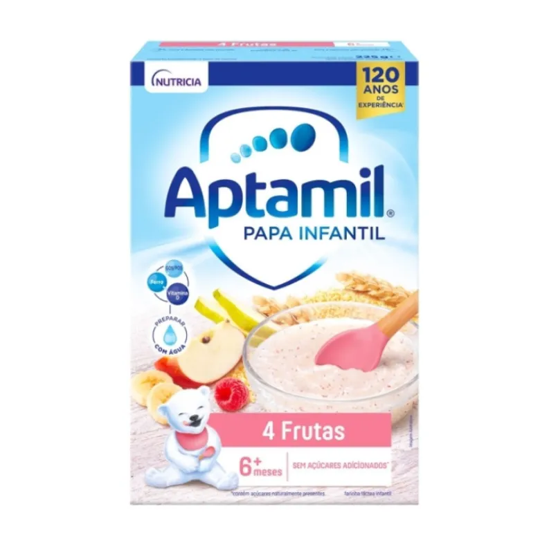 Aptamil Papa Infantil Láctea 4 Frutas 225g +6 Meses | Preparar com Leite
