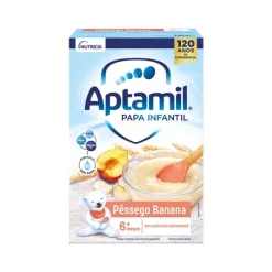 Aptamil Papa Láctea Pêssego Banana 225g +6 Meses | Preparar com Leite