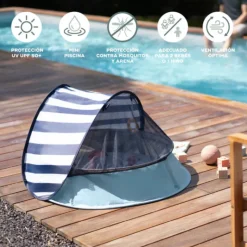 Babymoov Aquani Tenda de Praia 3 em 1 |Proteção Solar UPF 50+ | Mosquiteira | Transforma-se em Piscina