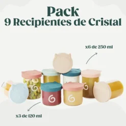 Babymoov Isy Bowls Recipientes Vidro 6x250ml + 3x120ml | Conservar e Transportar Refeições do Bebé