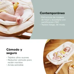 Babymoov Swoon Flow Espreguiçadeira Baloiço Evolutiva | Nascimento aos 18kg | Madeira FSC