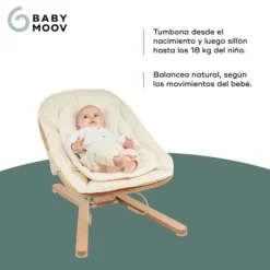 Babymoov Swoon Flow Espreguiçadeira Baloiço Evolutiva | Nascimento aos 18kg | Madeira FSC