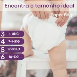 Bambo Nature Fraldas T2 S 3-6kg Paper Bag | 6x30 Unidades 180 fraldas