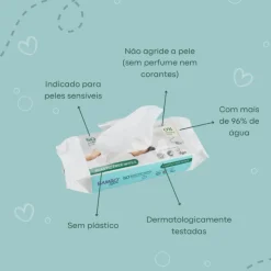 Bambo Nature Pack Económico Toalhitas 12+2 | 14 Embalagens de 50Uni. cada | Sem Perfume p/ Pele Sensível | Plastic-Free