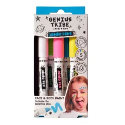 Beter Genius Tribe Lápis de Pintura Facial e Corporal | 5 Cores Jumbo | Recomendado +5 Anos