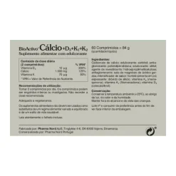 BioActivo Cálcio+D3+K1+K2 60 comprimidos | Suplemento Ossos e Músculos Saudáveis