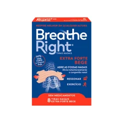 Breathe Right Tiras Nasais Extra Forte Bege 8 Uni. | Respiração Livre