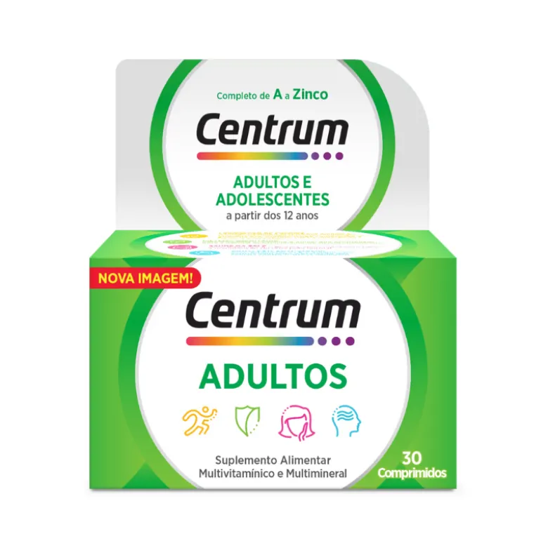 Centrum Adultos e Adolescentes 30 Comprimidos | Vitaminas e Minerais a partir dos 12 Anos
