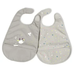 Chicco Babetes Tecido Impermeável 6M+ Cinza 2un | Bolso Migalhas