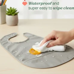 Chicco Babetes Tecido Impermeável 6M+ Cinza 2un | Bolso Migalhas