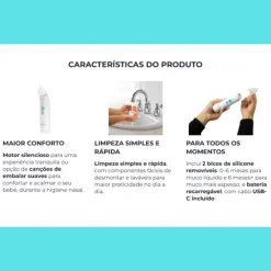 Chicco PhysioClean Aspirador Nasal Elétrico 0m+ | 3 Níveis de Sucção com Melodias