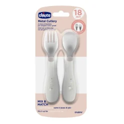 Chicco Talheres Inox Cinza +18M