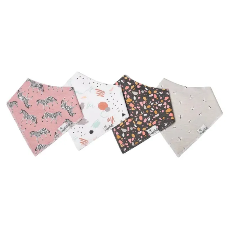 Copper Pearl Bandana Bib Set Zella | Pack 4 Babetes Algodão 3-36 Meses