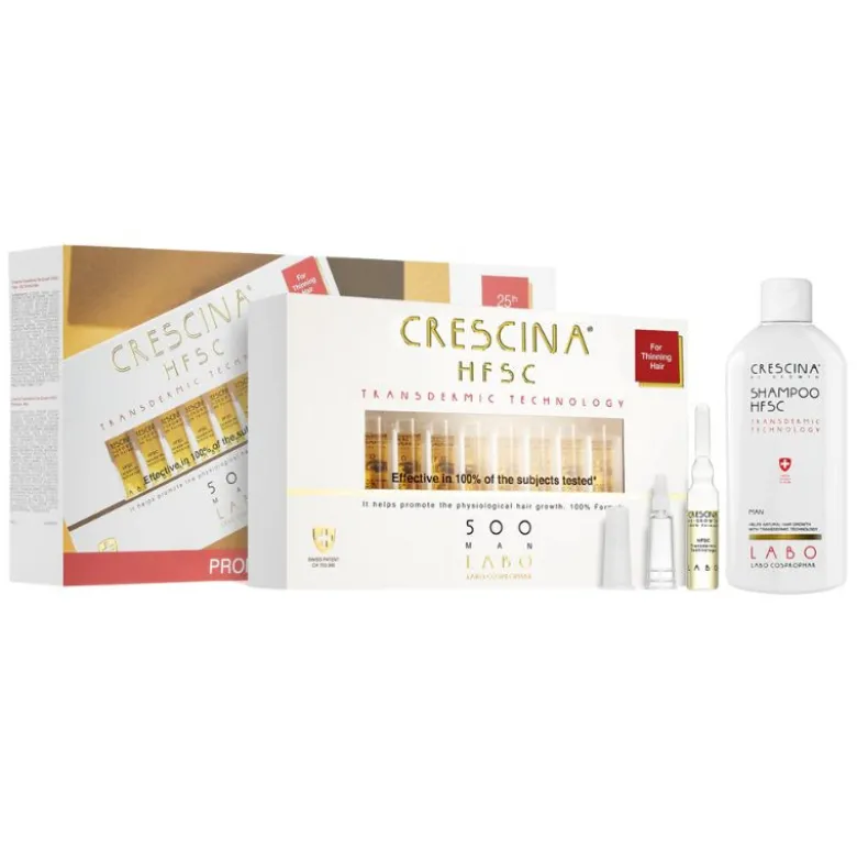Crescina Transdermic HFSC Tratamento Completo 500 Homem| Ampolas 20x3,5ml + Champô Antiqueda