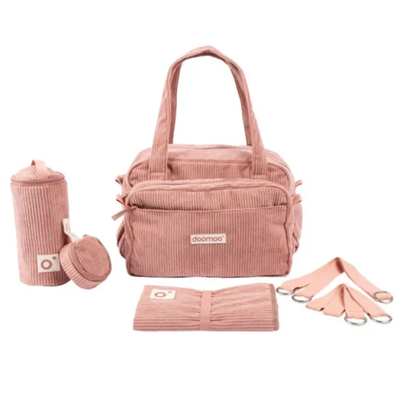 Doomoo Saco Maternidade e Muda Bebé Fluffy Rosa | 8 acessórios incluídos