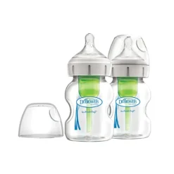 Dr. Brown's Biberão de Vidro Anti-Cólicas Options+ 2x150ml | Boca Larga | Sistema Ventilação