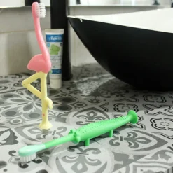 Dr. Brown's Escova Dentes Flamingo | 1-4 Anos | Cerdas Suaves Base com Ventosa