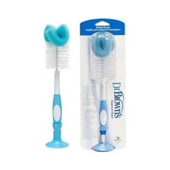 Dr. Brown's Escovilhão Limpeza Biberões Azul | Com Extremidade para Tetinas e Base Ventosa