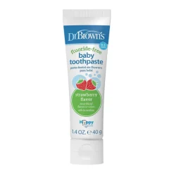 Dr. Brown's Pasta de Dentes Natural Morango 40g 0-3 anos | Sem Flúor | Segura para Engolir