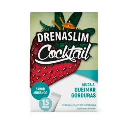 Drenaslim Cocktail Sticks Morango | 15 Saquetas para Queima de Gorduras | Controlo de Peso