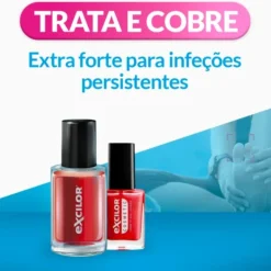 Excilor Forte Color Verniz Vermelho 30ml | Tratamento Antifúngico para Unhas | Cobre e Trata | Aplicação Diária