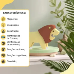 Halftoys Construção Magnética Leão | Brinquedo Educativo Anatomia | A Partir de 3 Anos