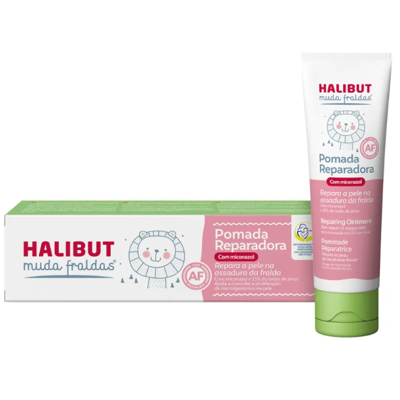 HALIBUT Muda Fraldas Pomada Reparadora 100g | Tratamento Assaduras com Miconazol
