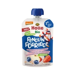Holle Bio Puré Saqueta Penguin Porridge 110g +1 Ano | Maça, Frutos Vermelhos, Aveia e Quinoa