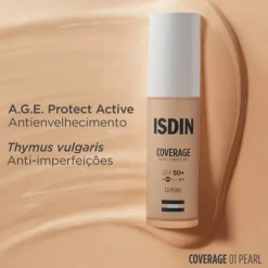 ISDIN Coverage SPF50+ 1.0 Pearl 30g | Base de Maquilhagem com Proteção Solar