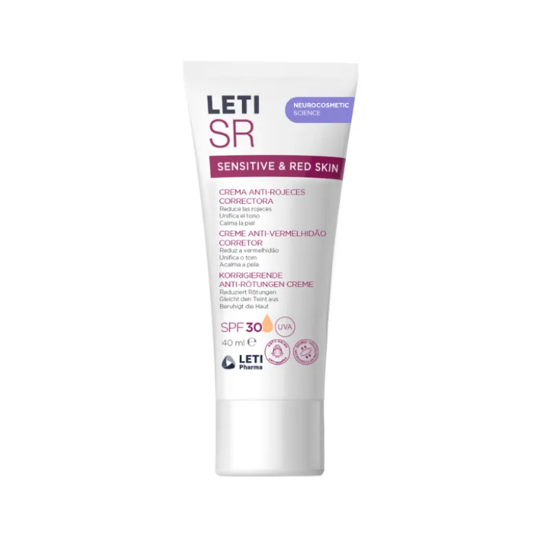LETI SR Creme Anti-Vermelhidões com Cor SPF30 | Pele com Tendência a Rosác