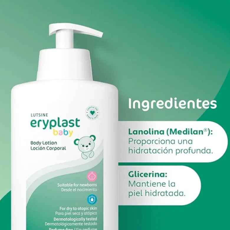 Lutsine Eryplast Baby Loção Corporal 500ml Hidratação 24h Bebé Pele Seca e Atópica