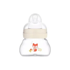 MAM Feel Good Biberão Vidro Neutro 90ml +0M | Fluxo 0 ideal para leite materno com Tetina SkinSoft
