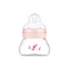 MAM Feel Good Biberão Vidro Rosa 90ml +0M | Fluxo 0 ideal para leite materno com Tetina SkinSoft