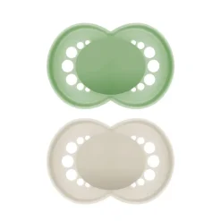 MAM Original Chupeta Silicone +16 Meses Verde/Bege 2 Unid. | Ortodôntica com Caixa