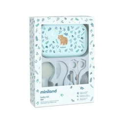 Miniland Bear Baby Kit Higiene Bebé | 6 Acessórios com Estojo | Tesoura, Escova, Mordedor