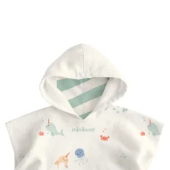 Miniland Ocean Poncho Musselina Bebé 50x55cm | Algodão Absorvente e Respirável