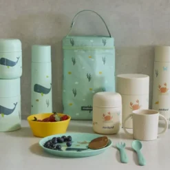 Miniland Whaley Food Thermy Conjunto Termos Sólidos 700ml | 2 Recipientes | Livre BPA