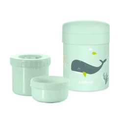 Miniland Whaley Food Thermy Conjunto Termos Sólidos 700ml | 2 Recipientes | Livre BPA