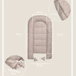 Molis&Co Ninho Bebé Peony | Ninho Portátil Ajustável para Recém-Nascido