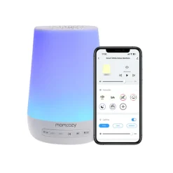 Momcozy Smart Sound Machine Máquina Ruído Branco Luz LED 7 Cores | 34 Sons, Controlo App, Rotina de Sono Bebé