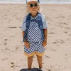 Monnëka Bermuda Banho Boy Stripes Blues 8-9 Anos | UPF50+ Sem PFAS