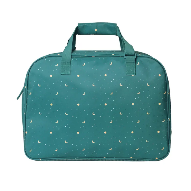 Monnëka Bolsa de Praia Whale Teal 50cm | Malha com Fundo Gradeado