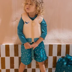 Monnëka Calções de Banho Whale Teal +3 Anos | UPF50+ | Secagem Rápida