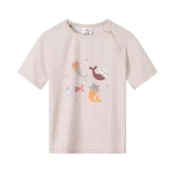 Monnëka Camiseta de Proteção Solar Mermaid Cats 6-12M | UPF50+ | Oeko-Tex