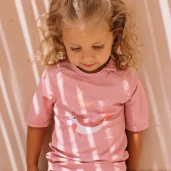 Monnëka Camiseta de Proteção Solar Whale Pink 2-3A | UPF50+ | Oeko-Tex