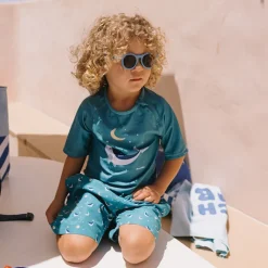 Monnëka Camiseta de Proteção Solar Whale Teal 4-5A | UPF50+ | Oeko-Tex