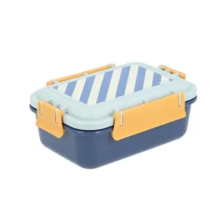 Monnëka Lancheira Bento Stripes Blues & Beyond 900ml | Divisória interior e garfo incluído