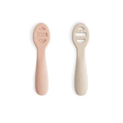 Mushie A Minha Primeira Colher Pack 2 Blush/Shifting Sand 6m+ | Silicone Alimentar com 2 Fases