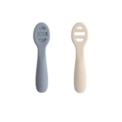 Mushie A Minha Primeira Colher Pack 2 Tradewinds/Sand 6m+ | Silicone Alimentar com 2 Fases